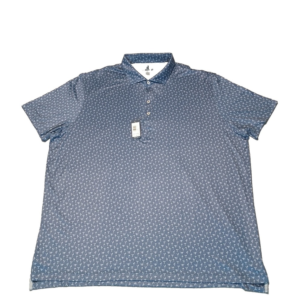 Johnnie O NWT Mens XXL Polo Shirt Pin Up Lake Blue‎ Drinks JMPO101770